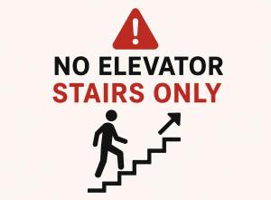 a sign that reads no elevator stairs only at Dine Hotel in Ksamil +76 photos
