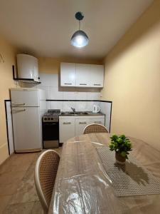 a kitchen with a table and chairs and a refrigerator at Loft Don Bosco in San Luis +4 photos