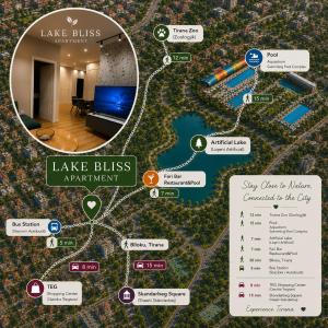 a map of the lake bliss amphitheater at lake bliss architecture at Tirana Lake Bliss Apartment in Sauk