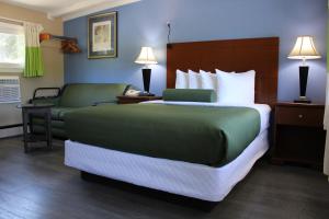a hotel room with a large bed and a couch at Claremont Motor Lodge in Claremont