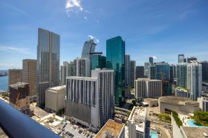 an aerial view of a city with tall buildings at Chic Studio by Brickell & Miami Beach WD Pool Gym in Miami