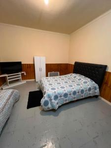 a bedroom with a bed and a flat screen tv at Alojamiento LowCost San Rafael in San Rafael