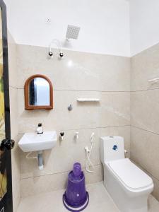 a bathroom with a toilet and a sink at Zayan Home Stay in Agatti Island
