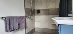 a bathroom with a shower and a sink at Plateau Lodge in National Park +82 photos