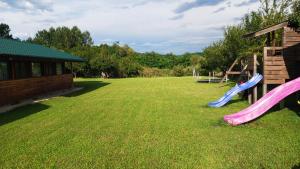 a playground with a slide in the grass at LA LIVADA in Valea Danului