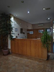 a waiting room with a reception desk and plants at HOTEL RURAL HIDALGO in Torreperogil