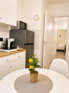 a kitchen with a table with a plant on it at IL Corso in Torre del Greco