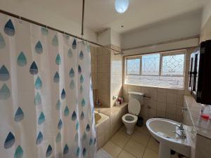 a bathroom with a toilet and a sink at Nduna Legacy Apartment in Harare +22 photos