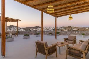 a patio with a view of the city at Villa Balliu Panorama in Tripiti
