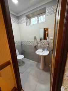 a bathroom with a sink and a toilet at Большой дом в Степанаване in Stepʼanavan