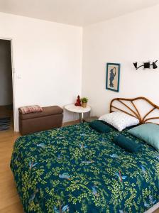 a bedroom with a bed and a couch at ANGLET, Chambre privée, QUARTIER CENTRAL in Anglet