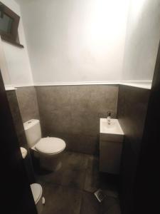 a bathroom with a toilet and a sink at Yanevi Apartments in Chernomorets
