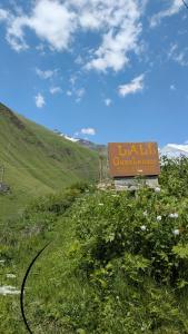 a sign for a valleyolisolis on the side of a hill at Lali`s Guest House in Juta in Jut'a