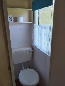 a bathroom with a white toilet and a window at Sky house in Jūrmala +9 photos