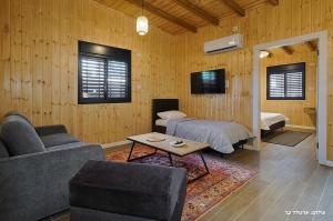 a living room with a couch and a bed at Novus Luxury in Yarka