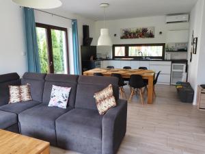 a living room with a couch and a table at Apartamenty bez barier in Rydzewo