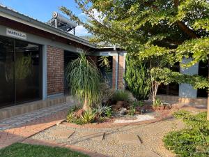 an office building with plants in front of it at Nduna Legacy Lodge in Harare