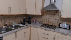 a kitchen counter with a sink and a stove at La Maison Du Vigneron in Gaillac +6 photos