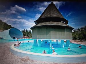 a group of people in a swimming pool at KASTELY ViLLA MISKOLCTAPOLCA in Miskolc