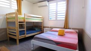 a bedroom with two bunk beds and a ladder at Villa Palétuvier Ste Luce Martinique proche plage in Sainte-Luce +13 photos