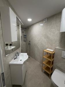 a bathroom with a sink and a toilet at Apartmani Paula in Makarska +52 photos