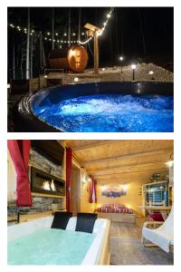 two pictures of a swimming pool in a building at AL RANCH WELLNESS Cortina Lago Cadore Dolomiti in Pieve di Cadore