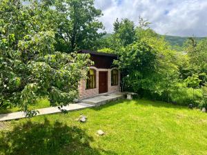 a small house in the middle of a yard at Marisi Cottage - კოტეჯი მარისი in Ambrolauri