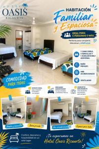 a flyer for a hotel room with two beds at Oasis de Ricaurte in Ricaurte +4 photos