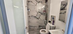 a bathroom with a white toilet and a sink at Oceanfront 3-bedroom Sub-Penthouse in Luquillo PR in Luquillo +26 photos