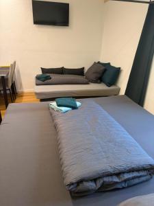 a bedroom with two beds and a couch at Apartment inn Austria in Pfunds