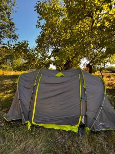 a tent sitting in the grass in a field at Pey camp in Saubion