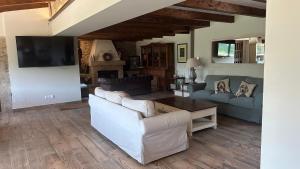 a living room with two couches and a flat screen tv at Finca San Román in Viascón