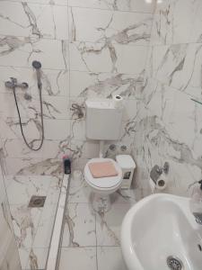 a bathroom with a toilet and a sink at Porto Apartmani in Zvornik +14 photos