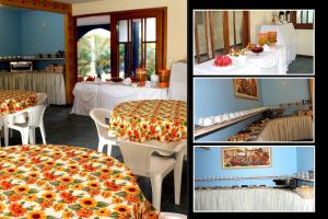 a collage of pictures of a dining room with a table at Coroa Bella Praia Hotel in Coroa Vermelha