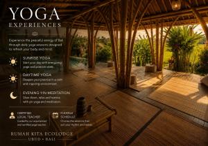 a flyer for a yoga experience at a resort at Rumah Kita Ecolodge in Ubud