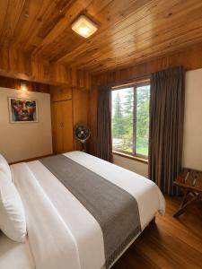 a bedroom with a large bed and a window at The Cozy Cottage, Dunga Gali in Dunga Gali