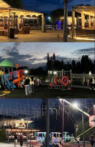 a collage of two pictures of a park at night at Townhouse Atlantis Resort in Chetkoysu