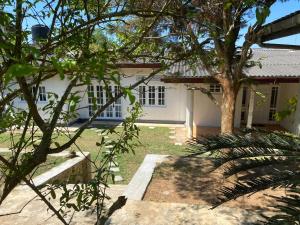 a white building with a tree in front of it at Mountain Breeze Uplands in Kandy