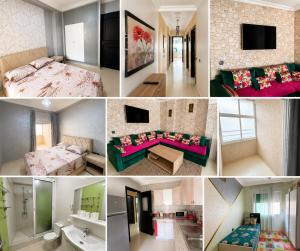 a collage of photos of a bedroom and a living room at Stylish and valm appartement in Kenitra