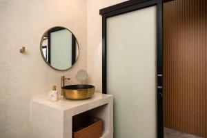 a bathroom with a sink and a mirror at Luxury Villa with Private Pool, Srithanu in Ko Kong Nui +41 photos