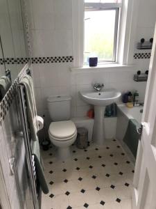 a bathroom with a toilet and a sink at Dryden Gardens in Edinburgh