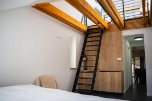 a room with a ladder and a bed and a room at CASTLE apartments Premium - City Center in Spišské Podhradie