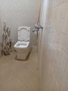 a bathroom with a white toilet in a stall at Nelca Executive Lodge in Mwanza