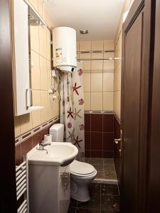 a bathroom with a toilet and a sink at Harmony Rooms & Apartments in Vogošća