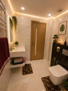 a bathroom with a toilet and a sink at Resedece Ihssene in Kolea