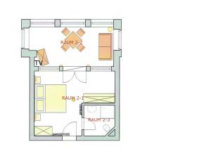 a floor plan of a small apartment with a layout at Villa Stock Appartement mit großer Veranda in Heringsdorf +6 photos