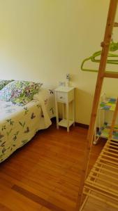 a bedroom with a bunk bed and a ladder at Casa Rural Barxa in Monforte de Lemos
