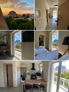 a collage of photos of a room with a view at Mu Caza Monemvasia in Monemvasia