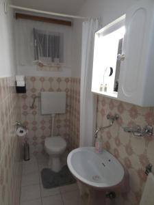 a bathroom with a toilet and a sink and a window at Casa Maja in Karlobag +31 photos