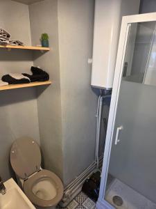 a small bathroom with a toilet and a sink at Le Petit Attique de Versailles in Versailles